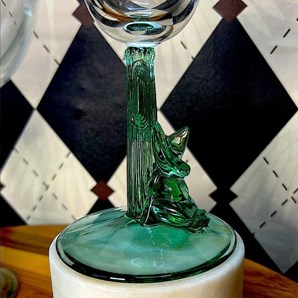 Vintage Set of 4 Durand Cristal D’Arques Siesta Man Margarita Glass| Cactus Stem - Picture 8 of 11